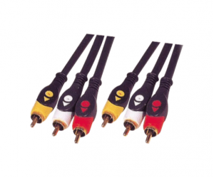 PH7-1114 DUAL COLOUR MOULDED  3RCA PLUGS TO 3RCA PLUGS  A/V INTERCONNECT  CABLE