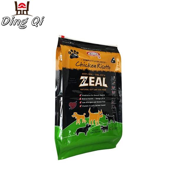 Custom side gusset dog food packaging bag with slider zipper