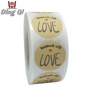 Kraft paper sticker label roll with customized printed logo