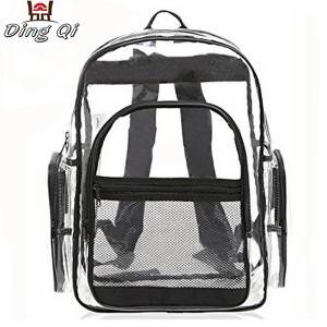 New fashion wholesale unisex pvc transparent school backpack black