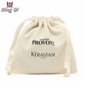 Custom Reusable Eco Friendly Blank Small Organic Cotton Drawstring Bag with Logo
