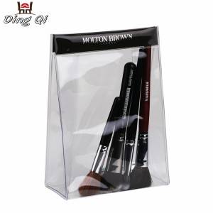 Transparent cosmetic bag clear black pvc makeup brush bag custom with logo