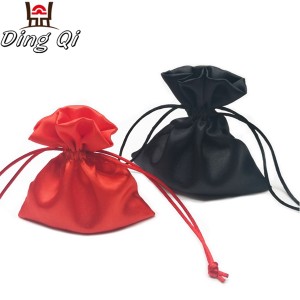 Cute mini gift satin drawstring bag promotional silk pouch