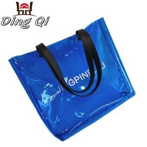 Fashion clear pvc transparent plastic jelly packaging bags tote handbag with handles