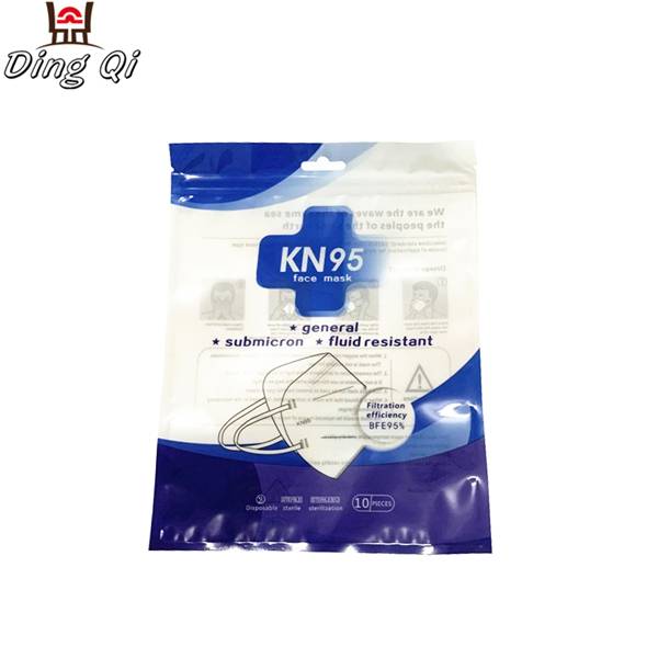 Disposable zip lock plastic medical KN95 mouth mask packing bag