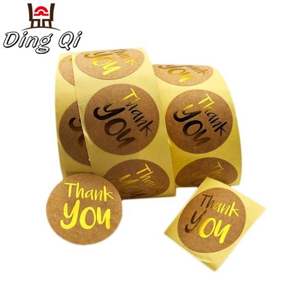 Promotion custom round brown kraft paper thank you stickers
