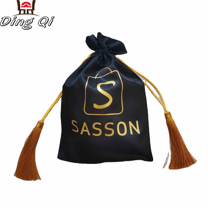 Wholesale promotional customized logo drawstring satin silk pouch bags