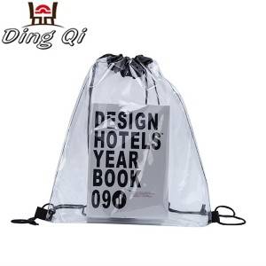 Frosted transparent pvc clear drawstring bag