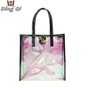 Clear pvc holographic laser ladies hand bag
