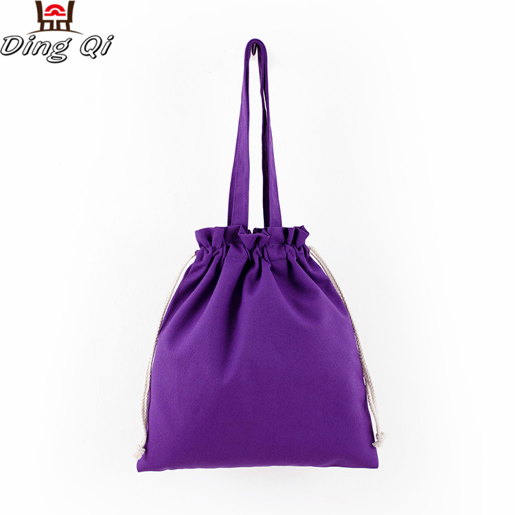Custom made reusable colorful cotton calico drawstring bag