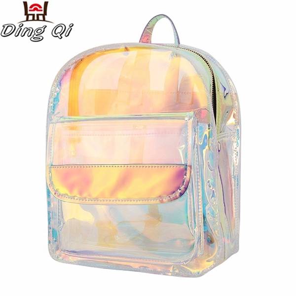 Customized fashion transparent pvc waterproof girls backpack