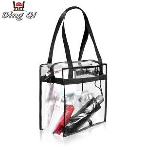 Clear pvc travel transparent cosmetic bag toiletry bag with handle