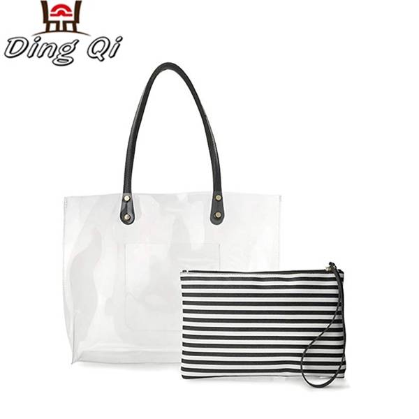 Fashion leisure ladies tote beach bag transparent pvc jelly bag with handle