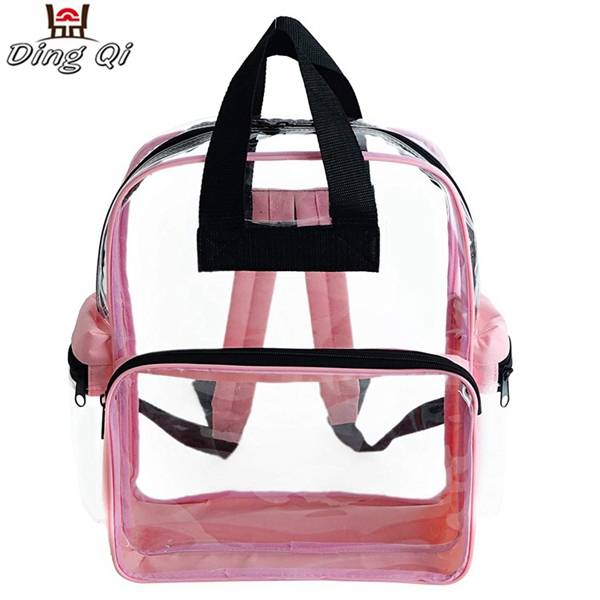 Wholesale high quality pvc transparent pink backpack