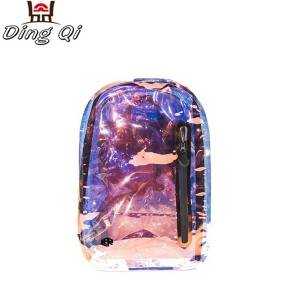 Custom girls travel school waterproof holographic pvc bag