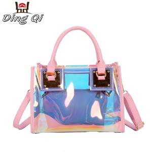 Luxury tote pvc hologram handbag for ladies