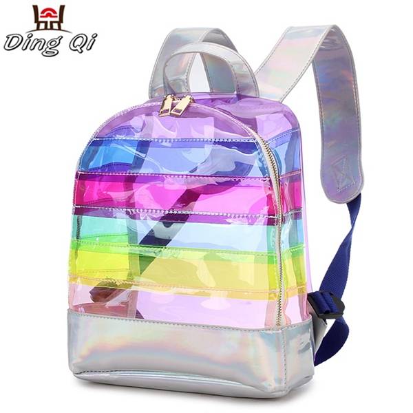 Hot selling outdoor clear pvc rainbow backpack