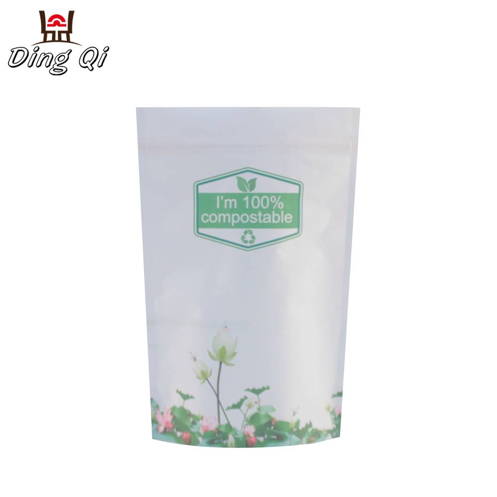 Custom logo printed stand up ziplock compostable bag