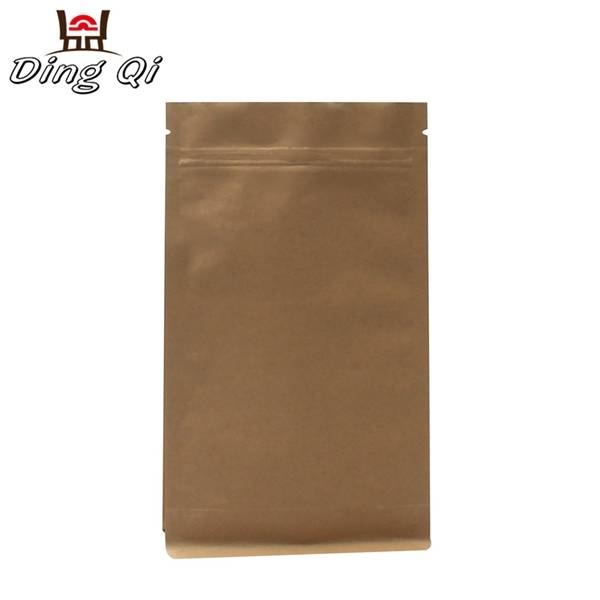 Stock brown kraft paper box bottom pouch