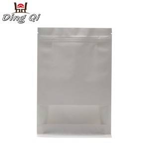 Stock white paper flat bottom coffee pouch with window