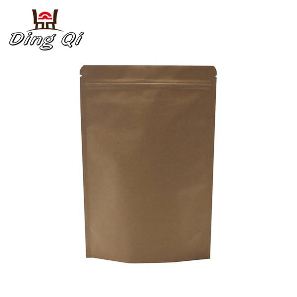 Stock kraft paper foil lining stand up pouch with zipper