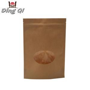 Stock kraft paper stand up pouch with window