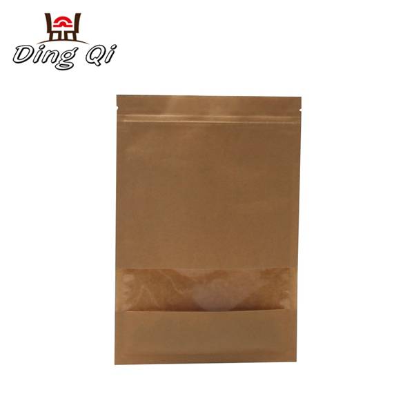 Stock brown kraft paper three side seal bag with window