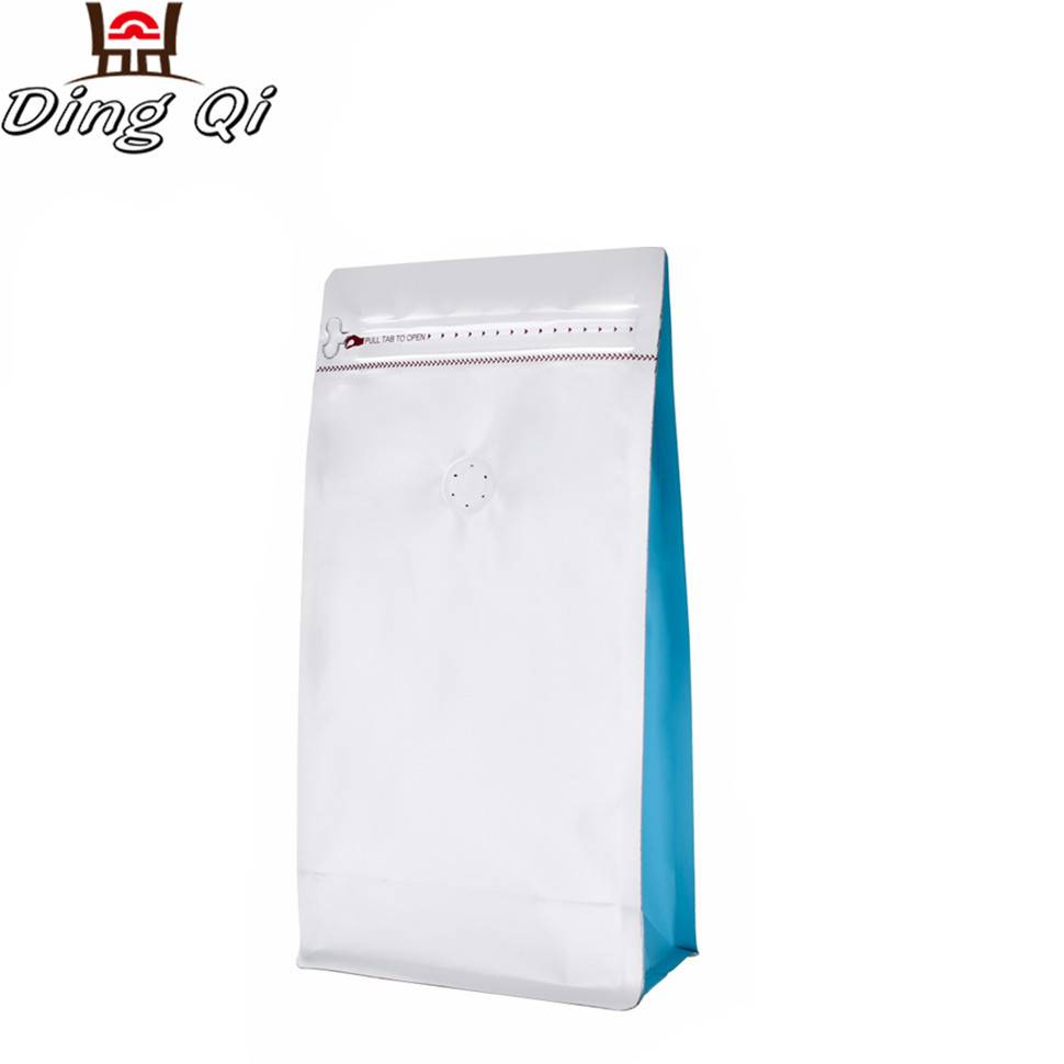 Stock food grade flat bottom side gusset coffee bag with valve
