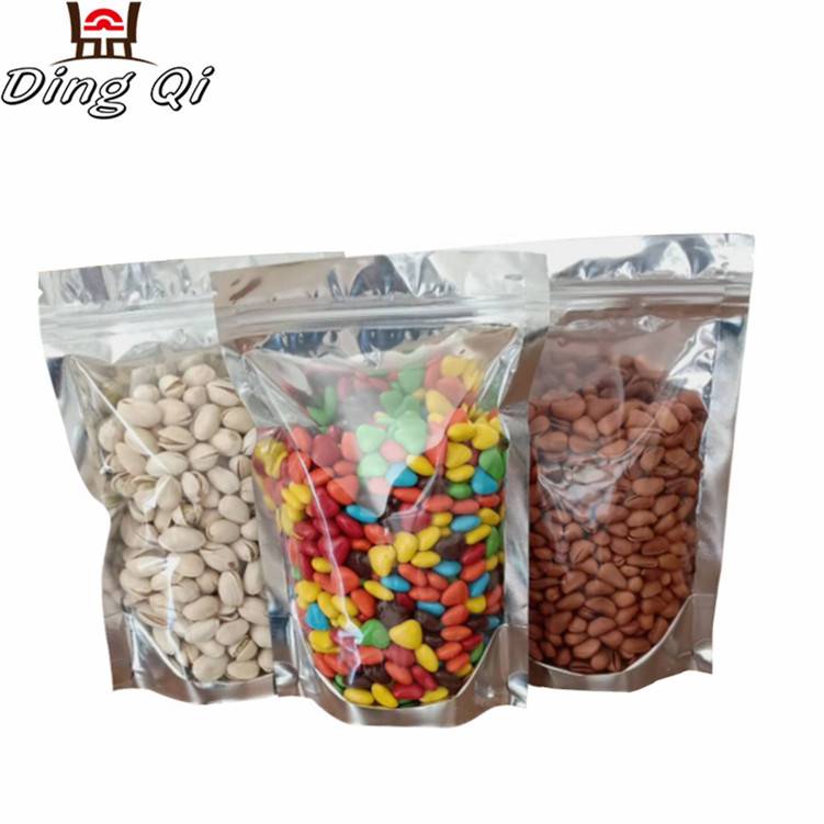 Stock aluminium foil plastic stand up food packaging bag with zipper