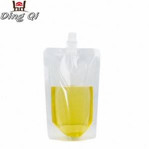 Stock clear reusable food packaging plastic stand up liquid pouch with spout