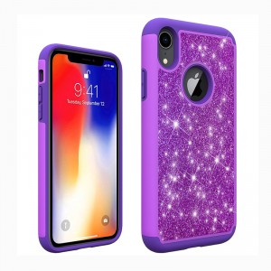 Shiny Sparkly Silm Bling Crystal Clear, 3 Layer Hybrid, Anti-Slick Protective Soft Case for iPhone XR