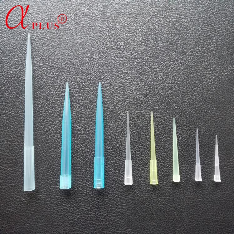 Lab disposable sterile plastic white yellow blue micro pipette tips