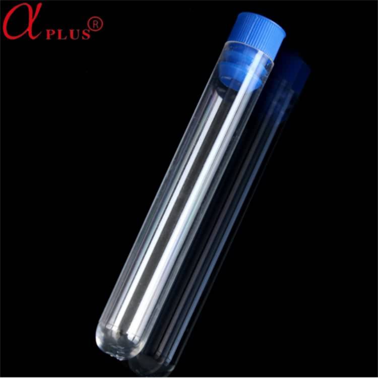 Lab clear plastic test tubes with screw caps