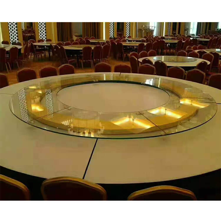 12mm Thick Toughened Glass Rotating, Round Dining Table With Spinning Center