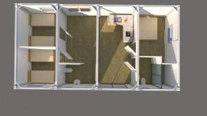 Casa / Casa de contenedor plano de 3 dormitorios