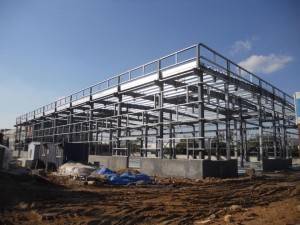 Prefab steel frame structure building.