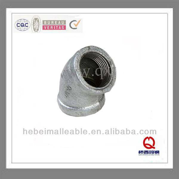 OEM China Male And Female Thread Elbow - QIAO 3/4" galvanized Malleable iron pipe fittings 45 degree elbow – Jinmai Casting