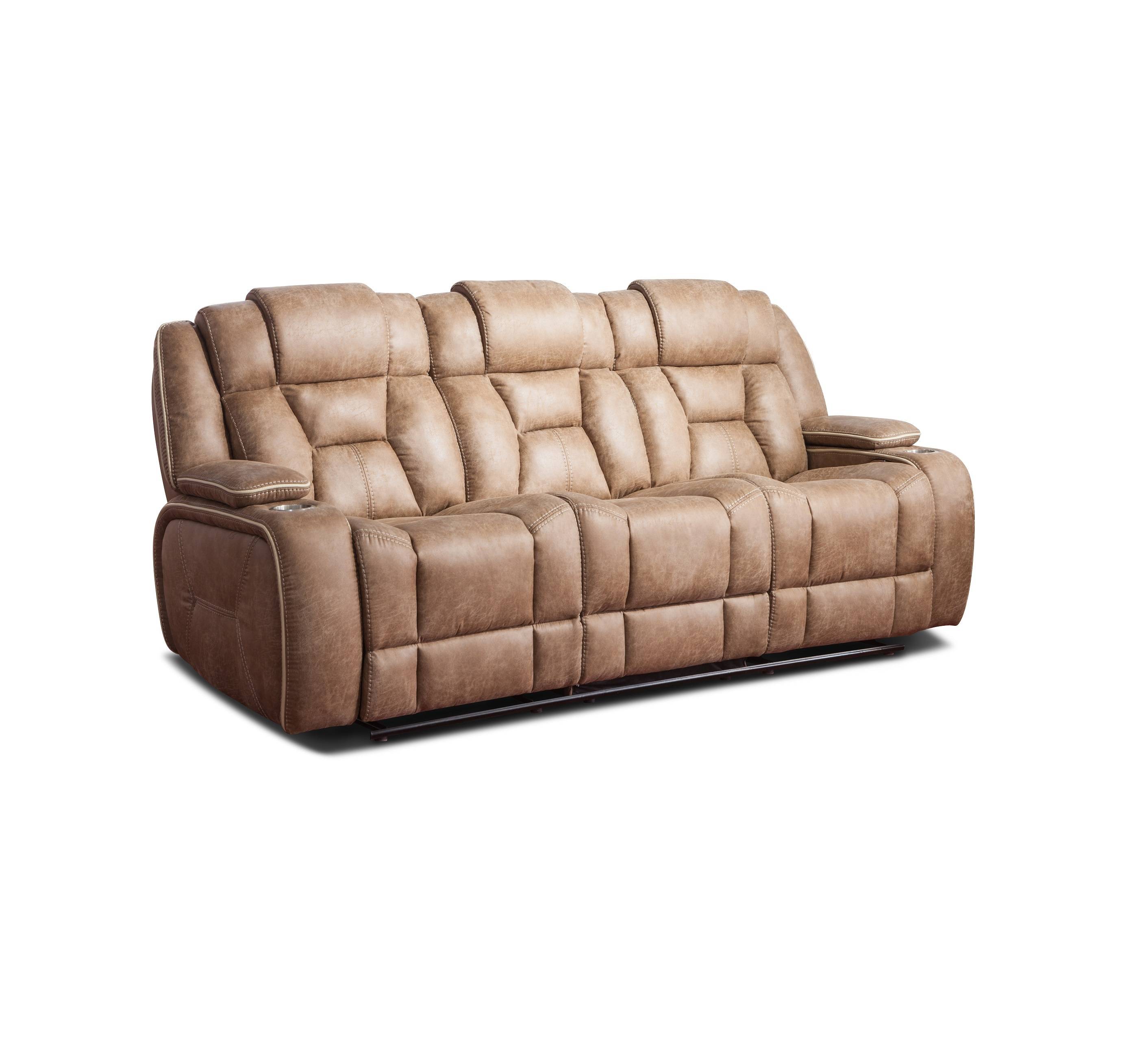 Fancy leather 3+2+1 rocker recliner sofa with cup holder