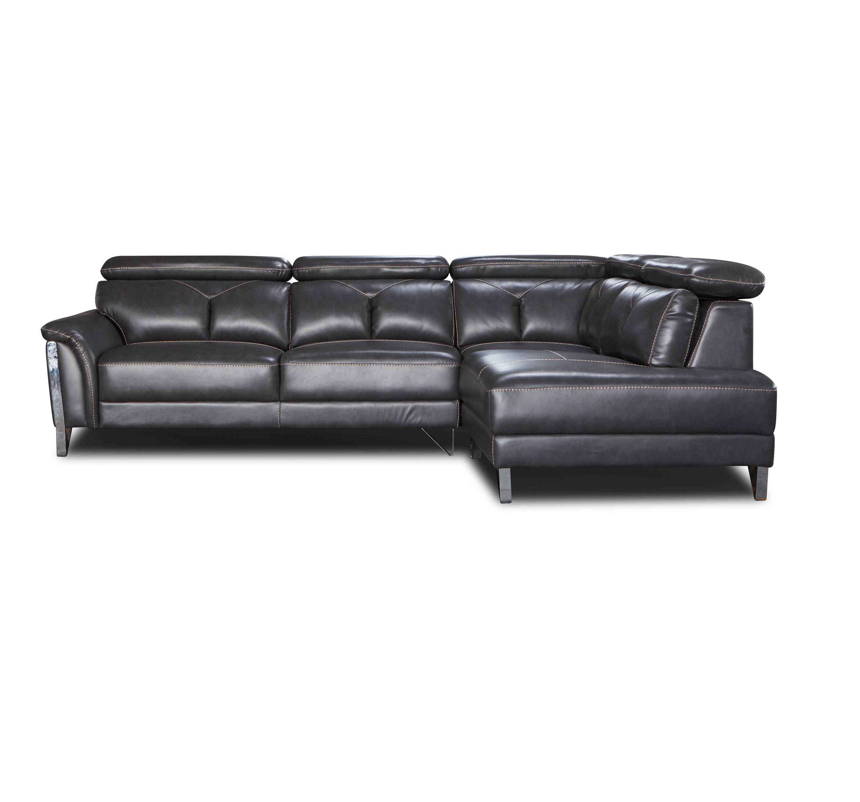 Modern style living room genuine Leather sectional sofa chaise