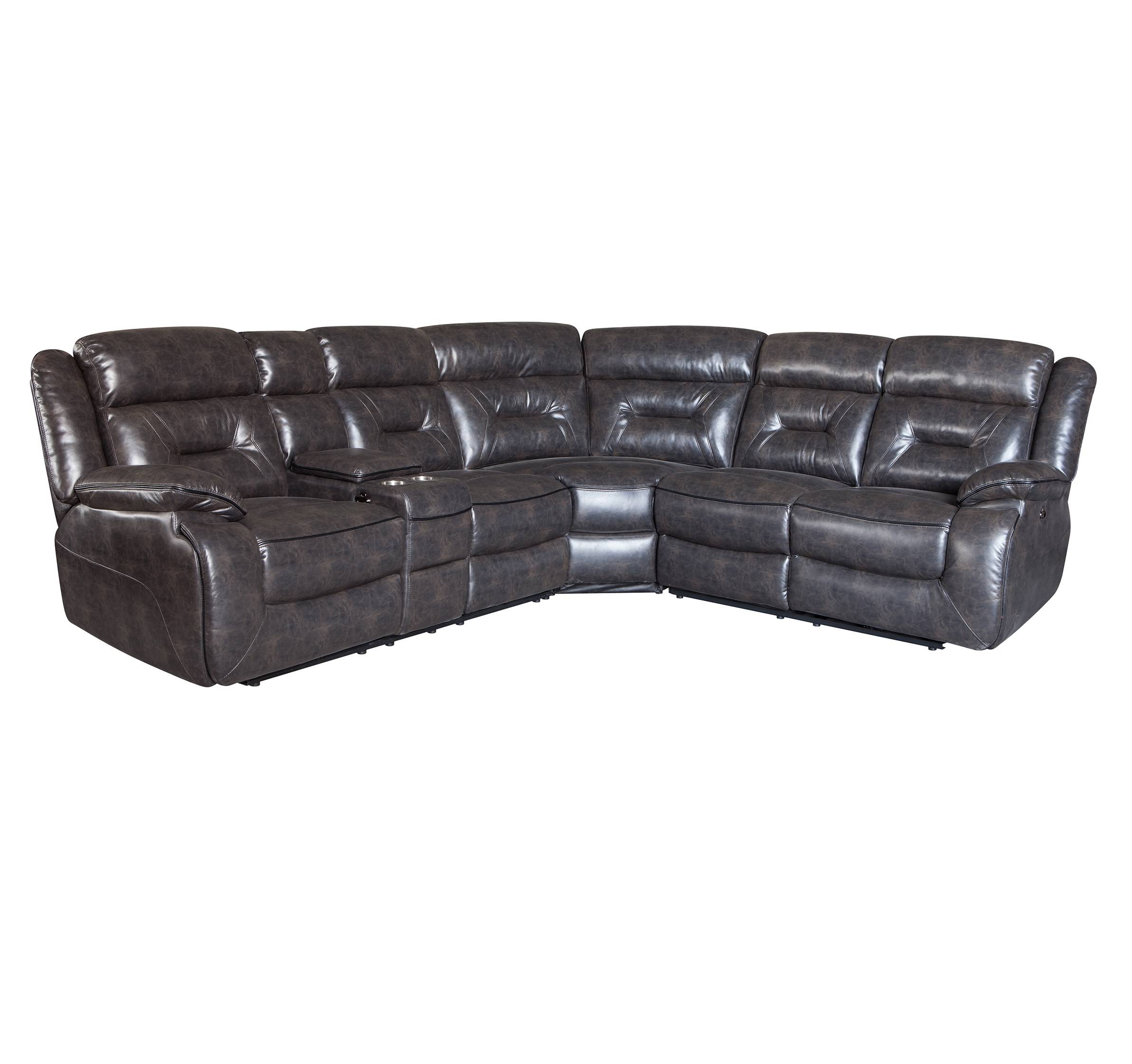 Functional cinema recliner leather sectional sofa with cup holder