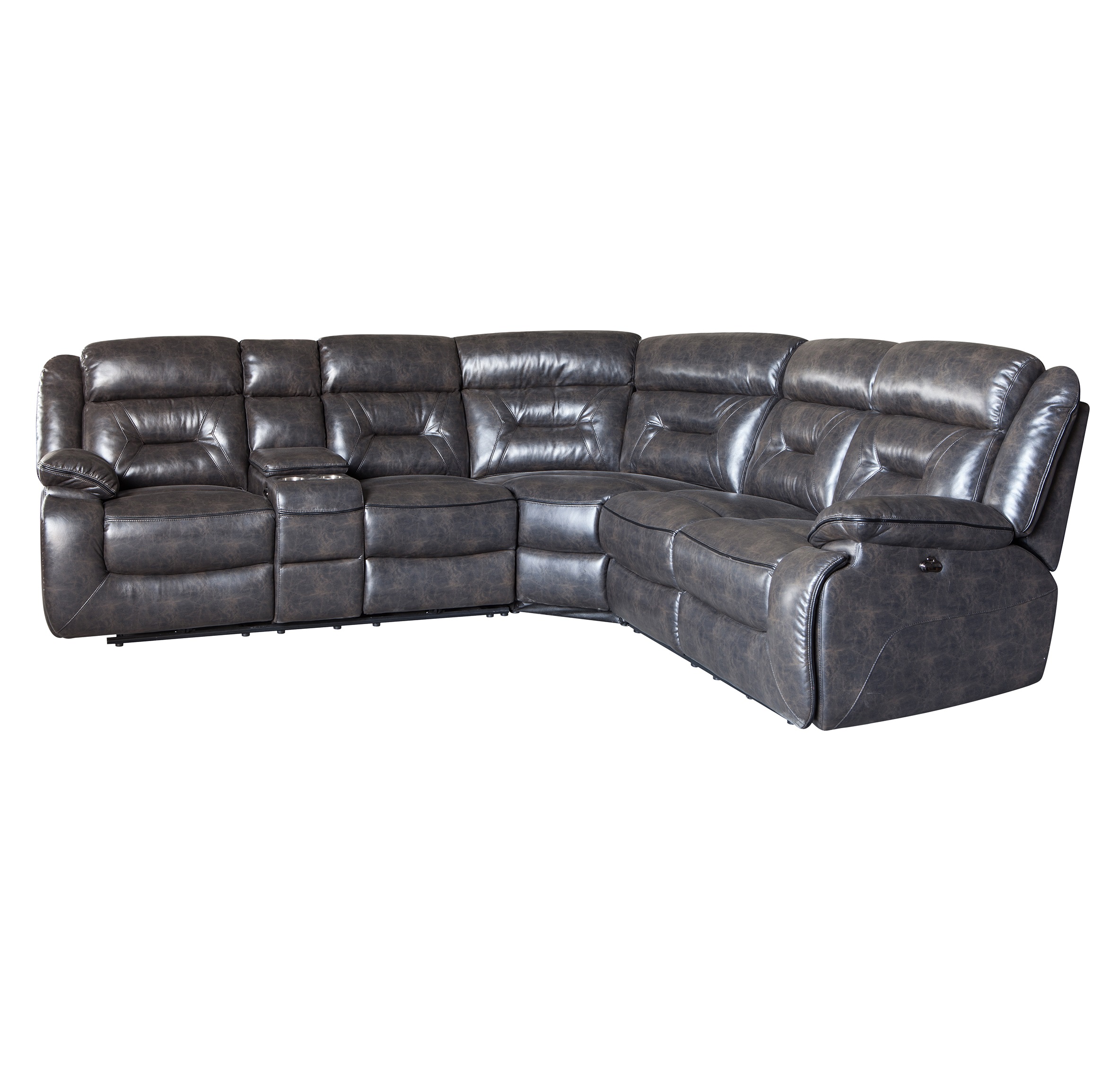 Functional cinema recliner leather sectional sofa with cup holder