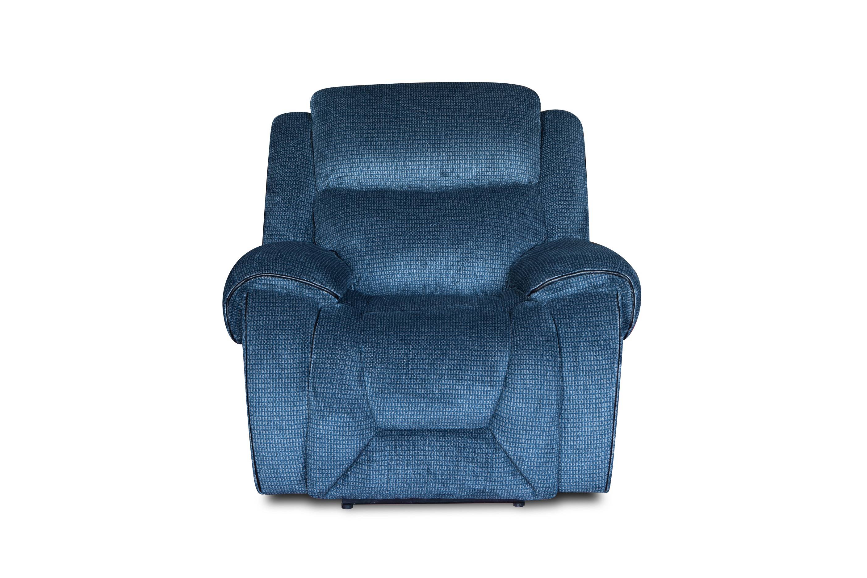 Simple style modern blue fabric 3+2+1 recliner sofa