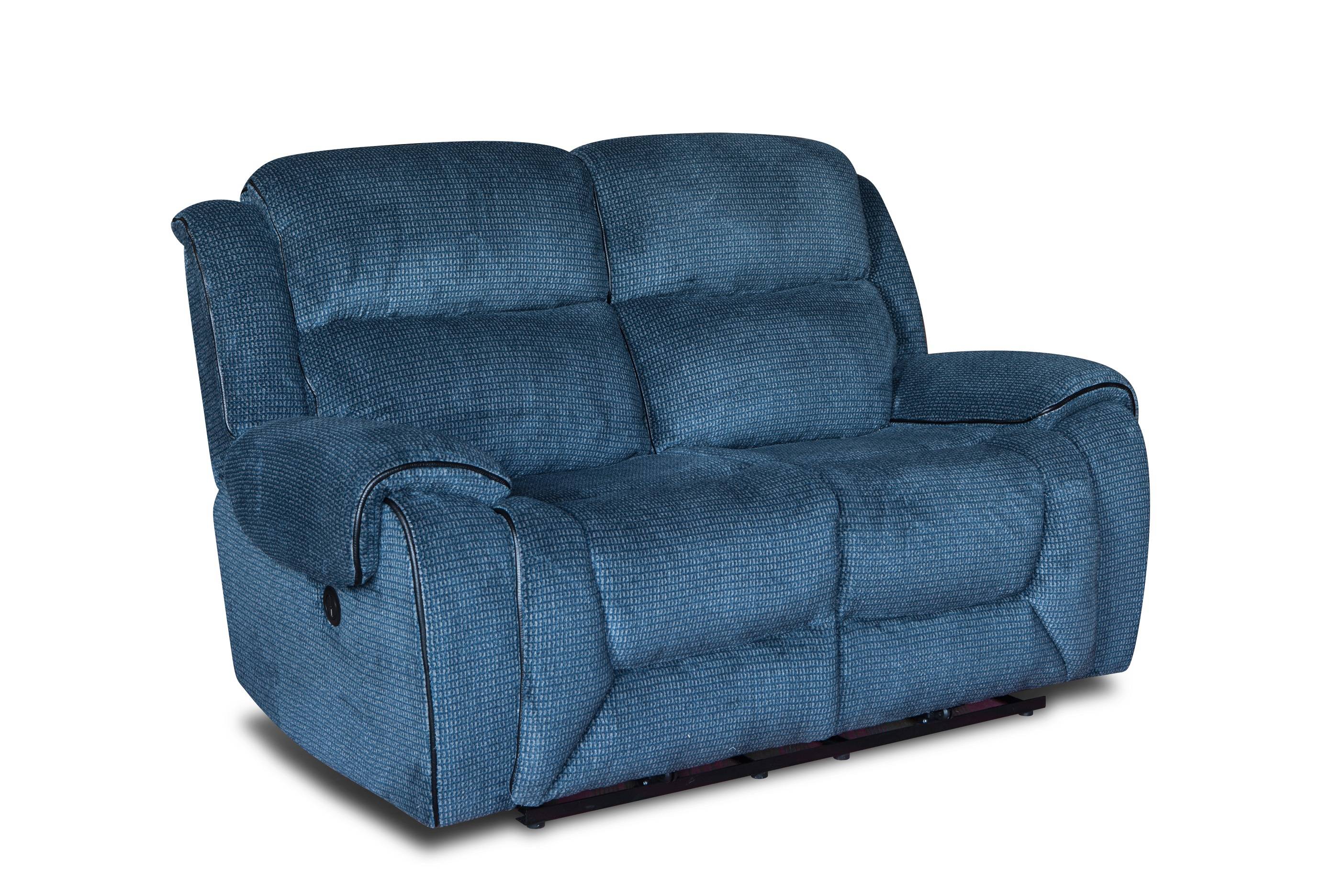 Simple style modern blue fabric 3+2+1 recliner sofa