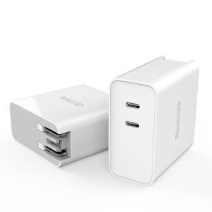 48W USB Wall Charger Dual Power Delivery , Ultra-Compact Travel Charger and Foldable Plug