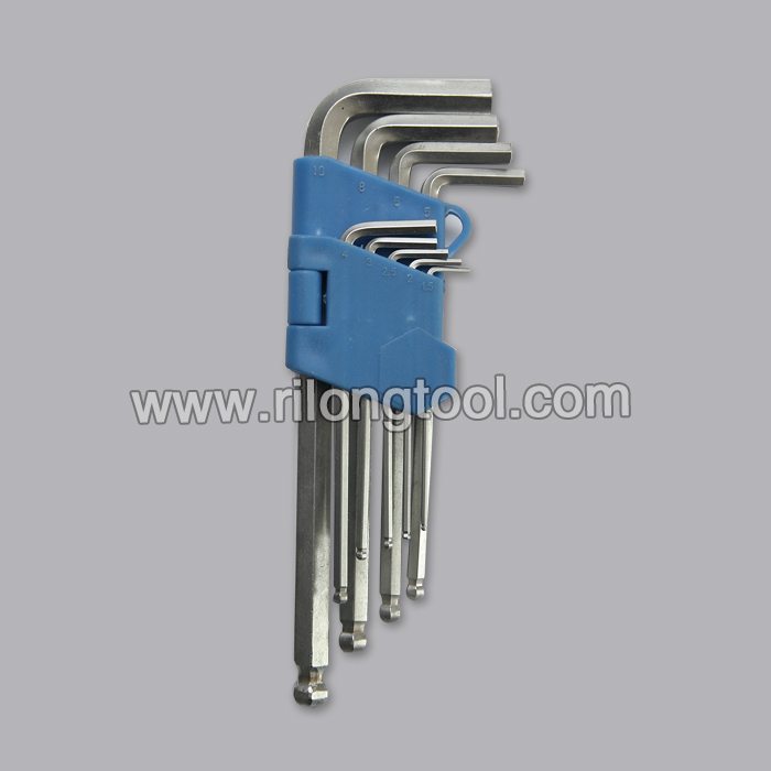 9-PCS Ball-point Hex Key Sets packaged by folded plastic frame