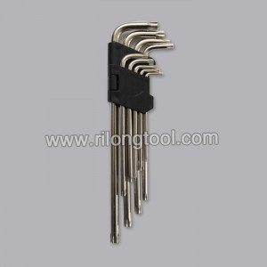 9-PCS Double Star-type Hex Key Sets packaged by folded plastic frame
