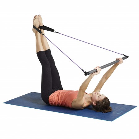 Pilates Bar yoga Kit With Resistance Band, Adjustable Pilates Exercise Stick Toning Bar