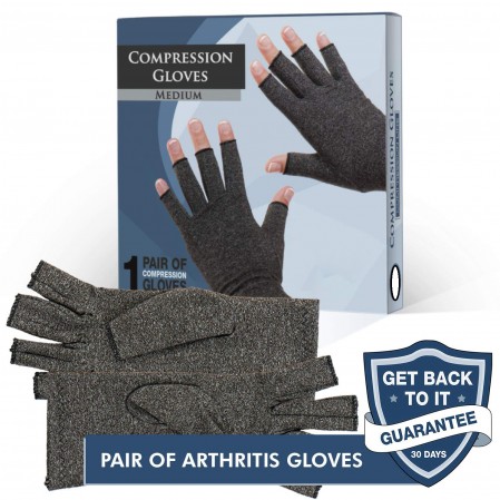 Arthritis Gloves with Grips – Men & Women Textured Fingerless Compression