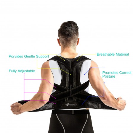 Custom Logo Size Adjustable Lumbar Back Brace Posture Corrector for men women for Improve Posture Provide and Back Pain Relief