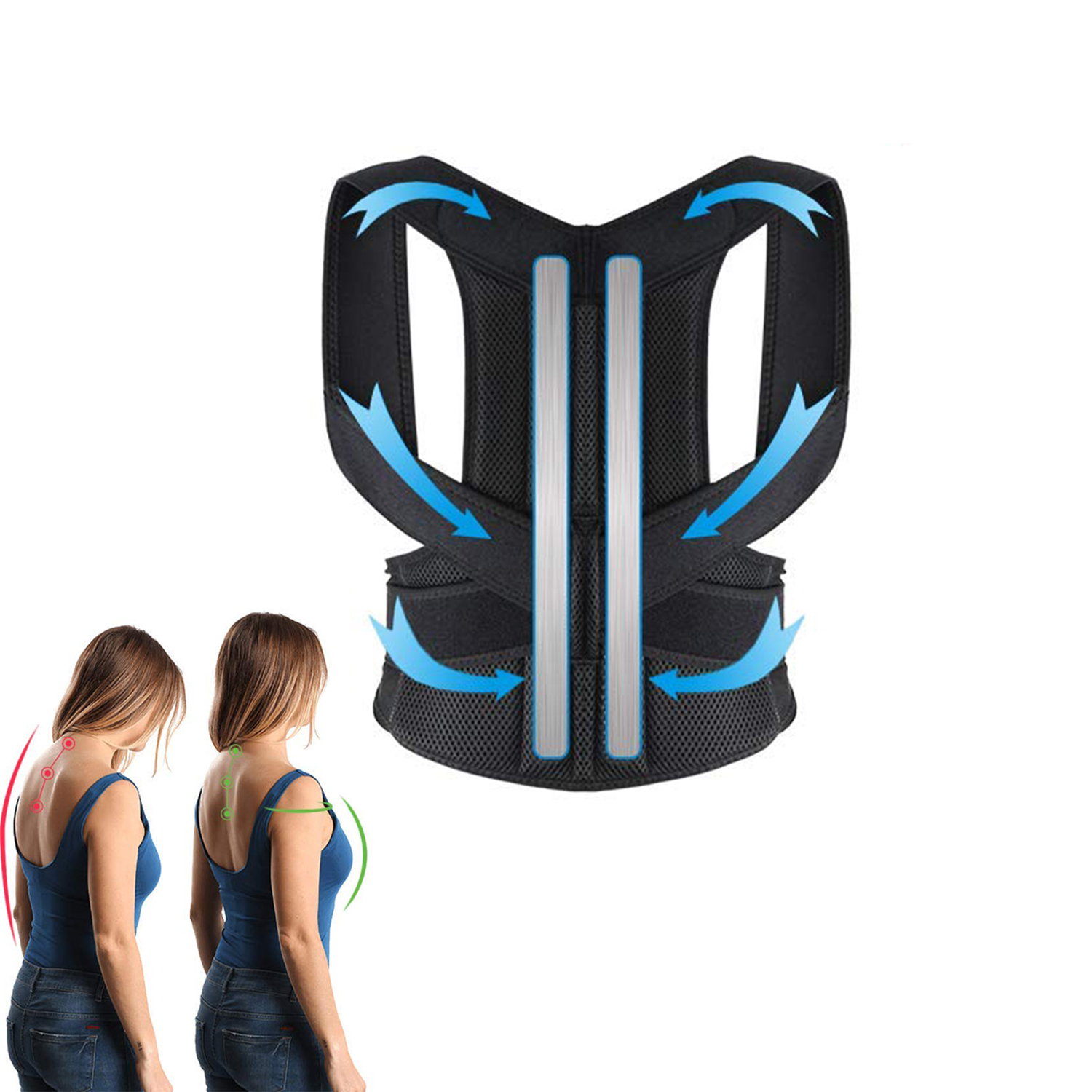 China wholesale Back Posture Corrector - Custom Logo Size Adjustable Lumbar Back Brace Posture Corrector for men women for Improve Posture Provide and Back Pain Relief – Rise Group